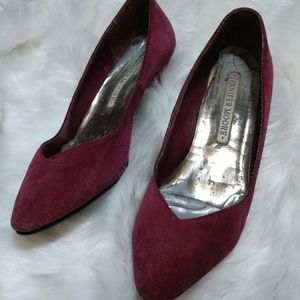 Naples SUEDE Kitten Heel Pumps Designer Jennifer Moore VINTAGE 1980s